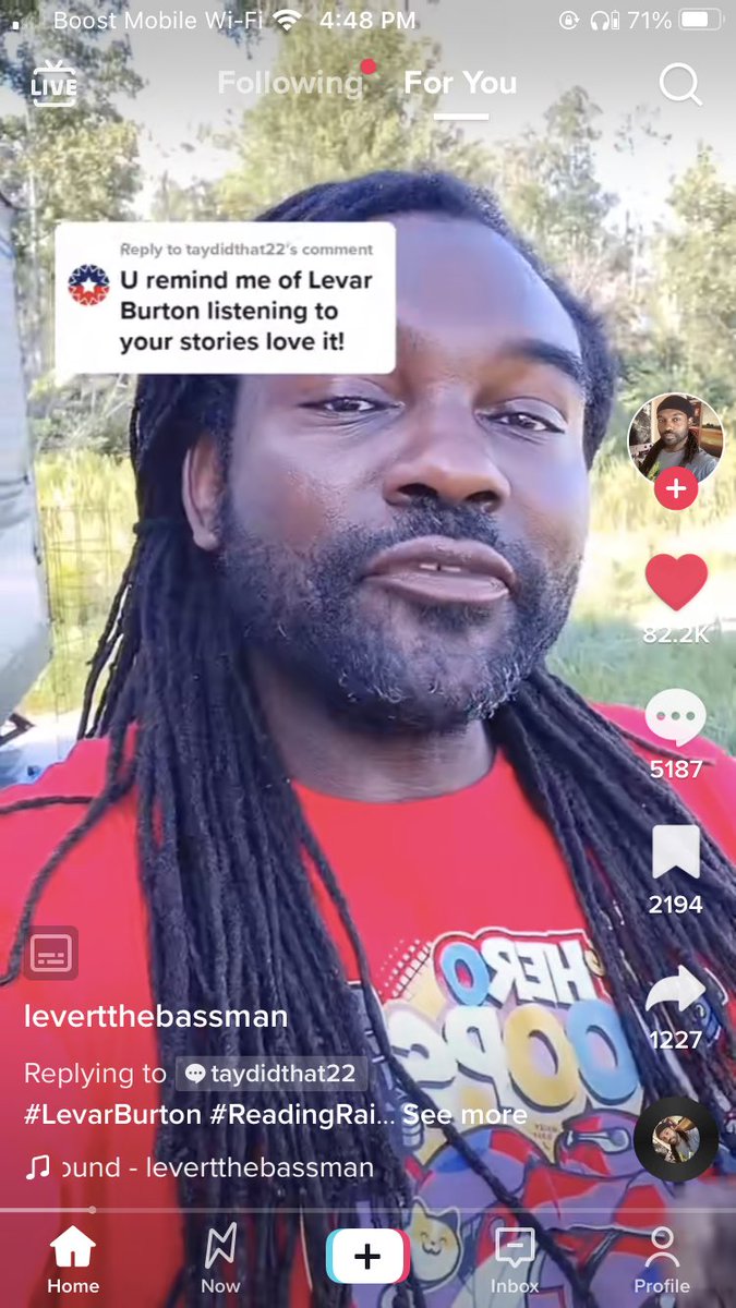 DDevilPowder's tweet photo. @levarburton Good afternoon sir. This gentleman just made a very touching video on Tik Tok about how you changed his and a lot of other lives. It would be awesome if you could watch and maybe say something. https://t.co/gL0ms3L0fy