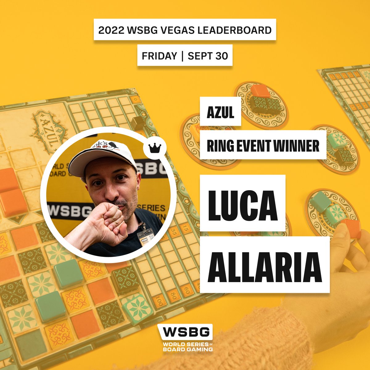 WSBGofficial's tweet photo. Congratulations to Friday's Ring Event Winners—including Semifinalist Nick Henning, who has now won 2 WSBG Rings! (1/2) 📸: @ken_takes_pics
#wsbg #wsbgvegas #greatwesterntrail #gaiaproject #ragame #tickettoride #azulboardgame #boardgamecommunity #2022wsbgvegasresults https://t.co/TDhTGIRhtP