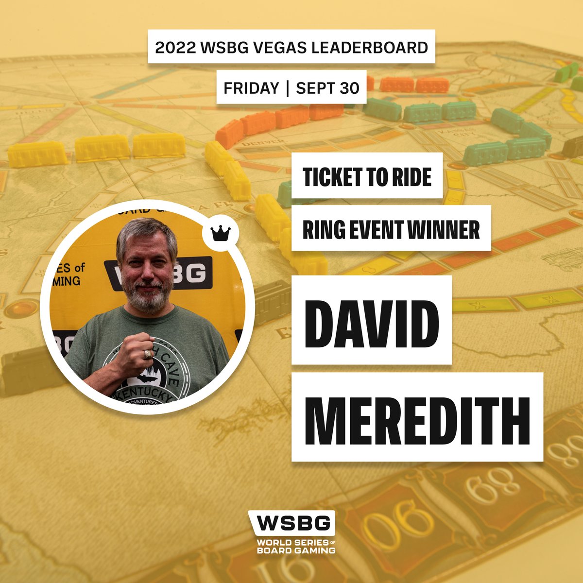 WSBGofficial's tweet photo. Congratulations to Friday's Ring Event Winners! (2/2) 📸: @ken_takes_pics
#wsbg #wsbgvegas #greatwesterntrail #gaiaproject #ragame #tickettoride #azulboardgame #boardgametournament #boardgamecommunity #2022wsbgvegasresults https://t.co/lWdLi4i1Zw