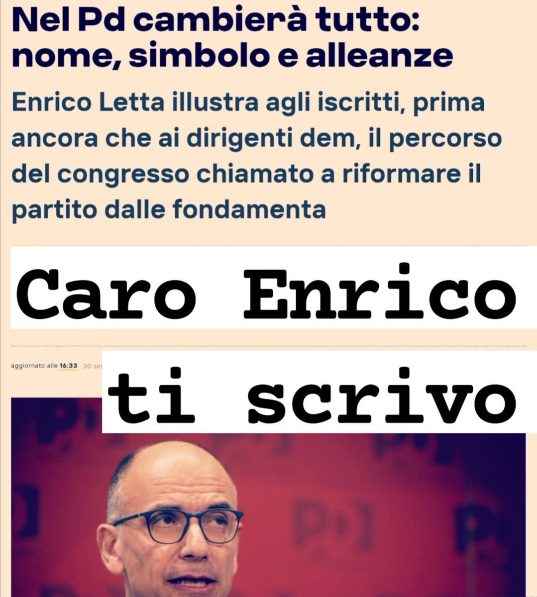 SpilUmberto's tweet photo. Letta scrive agli iscritti, da iscritto io scrivo a Letta.
@EnricoLetta io ci credo ancora: casa la riparo, non l'abbandono. 
https://t.co/W5OwtnBZqf https://t.co/48Bzny7LBT