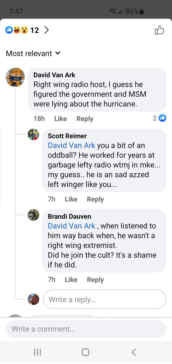 DecentDadReggie's tweet photo. .@cianciola did you recently join a cult? Just asking for the people that left comments on the @WFRVLocal5 story of your hurricane experience https://t.co/7zC0MohcYR