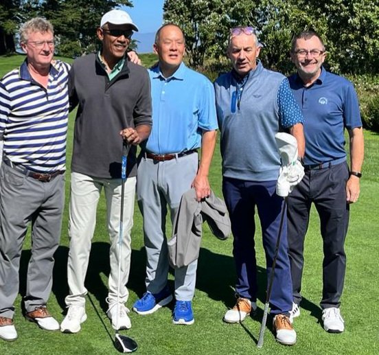 JDoolan_Douglas's tweet photo. I've had a fab few weeks golfing at the Olympic Club in San Francisco with my friend, O.C. President, Paul O' Driscoll. Played 5 rounds there. The highlight was meeting, and playing in the group behind, former US President, Barack Obama on Thursday.

@MrStimpmeter @HartnettShane https://t.co/QsZGUvX3J7