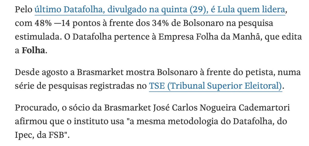 leonardodias's tweet photo. O dono da Brasmarket mitou para cima da Folha... kkkkk

São as casas de pesquisa brigando nas eleições de 22... https://t.co/Bkq8y1yE6B