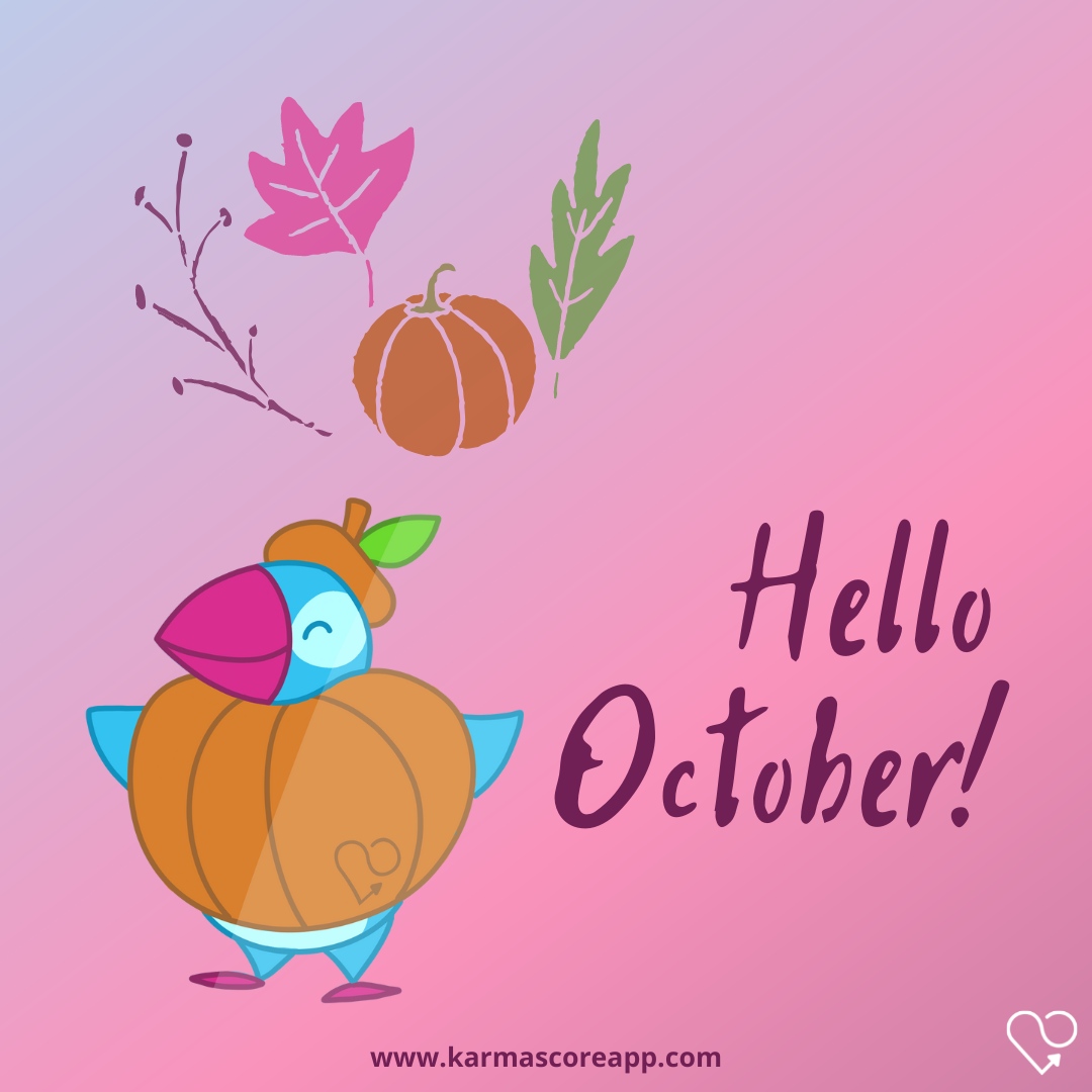 Karmascoreapp's tweet photo. Hello October! Let’s spark up October and make it better than September…

https://t.co/uRE4mgyDhd

#hellooctober #hellomonth #october #relationship #love #loveyourself #dating #date #romantic #romance #happiness #growth #tips #karmascore #karmascoreapp https://t.co/zTFStS5vwu