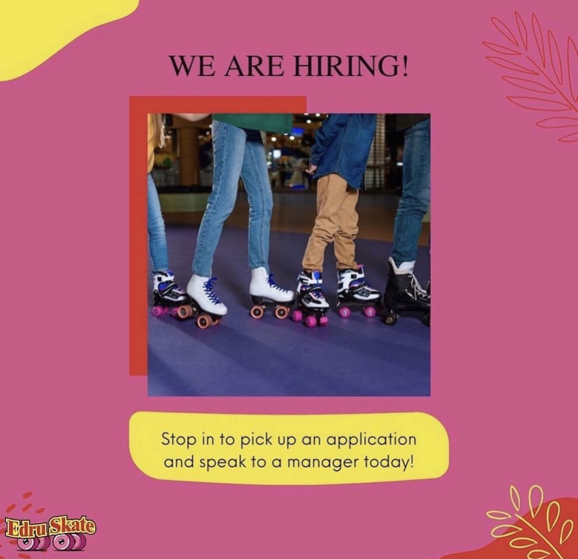Edruskate's tweet photo. Join us for open interviews next week!
Tuesday, October 4th: 12PM-5PM
Wednesday, October 5th: 12PM-7PM

We are looking for enthusiastic individuals who are ready to be a part of a team and work hard! 🛼

Hiring at ages 14 and older. https://t.co/UNyp45AY9t