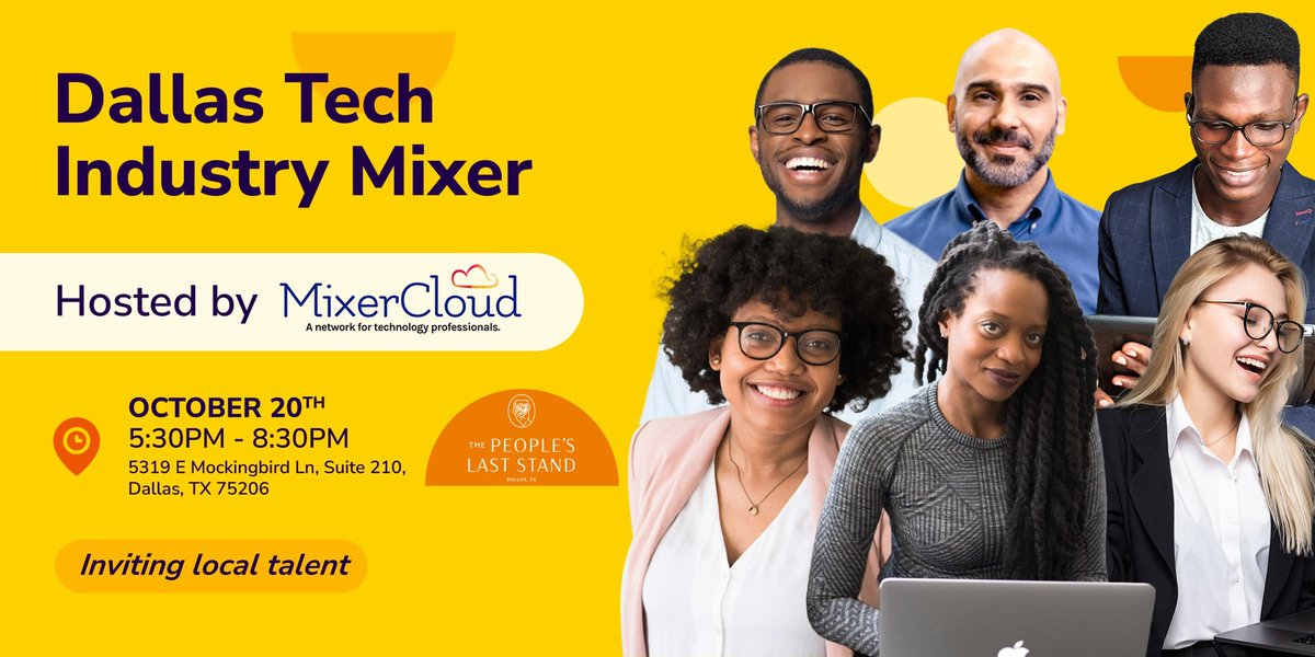 mixer_cloud's tweet photo. Come out and connect with other tech professionals in Dallas.

Register here: https://t.co/HgSiERDWT1

#dallasmeetup #dallasmeets #dallastx #dallastech #BlackTechTwitter https://t.co/05k29TnRwQ