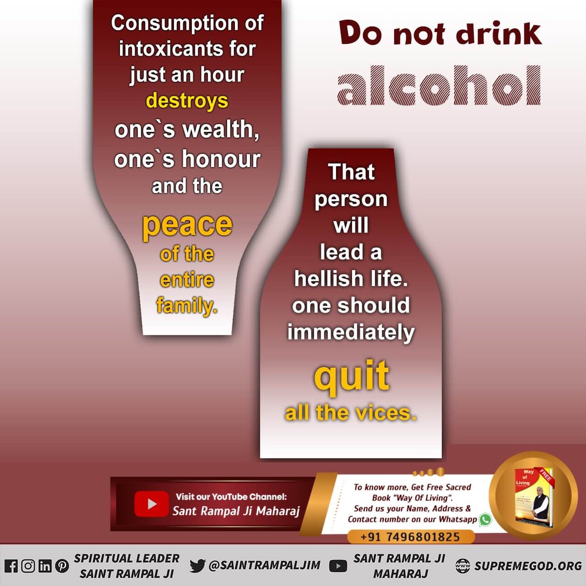 #StopDrinkingAlcohol
The power of word of the True Guru is immense and therefore, without the need of any medicine, this malpractice leaves the lives of His disciples.