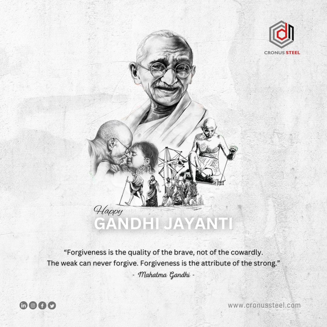 CronusSteel's tweet photo. Non-violence is not an attire to be put on and off at will. It resides in the heart, and it must be an inseparable part of our being. Wishing you a very #HappyGandhiJayanti

#CronusSteel #SteelDetailing #SteelDetailer #SteelFabrication https://t.co/T39gXcNVOh