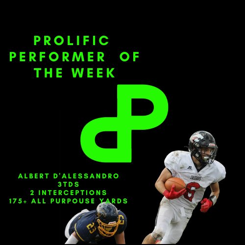 Prolific7v7's tweet photo. First 🚨Prolific Performer🚨 of the week goes to @Albertdalessan4  
“One of the best athletes in the state of New Jersey” 
No lie about that one! 
@Albertdalessan4 
@vin_mistretta 
Jackson has some special players over there. Albert is for sure that guy!🧪 https://t.co/o7GoLeb8xY