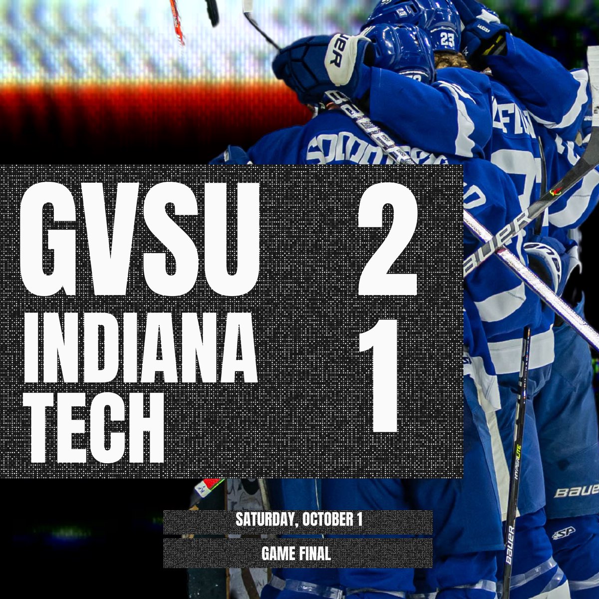 GV_Hockey's tweet photo. LAKERS WIN! 

Game Final:
GVSU 2
Indiana Tech 1

#AnchorUp ⚓️⬆️ https://t.co/f9tJlJyaCb