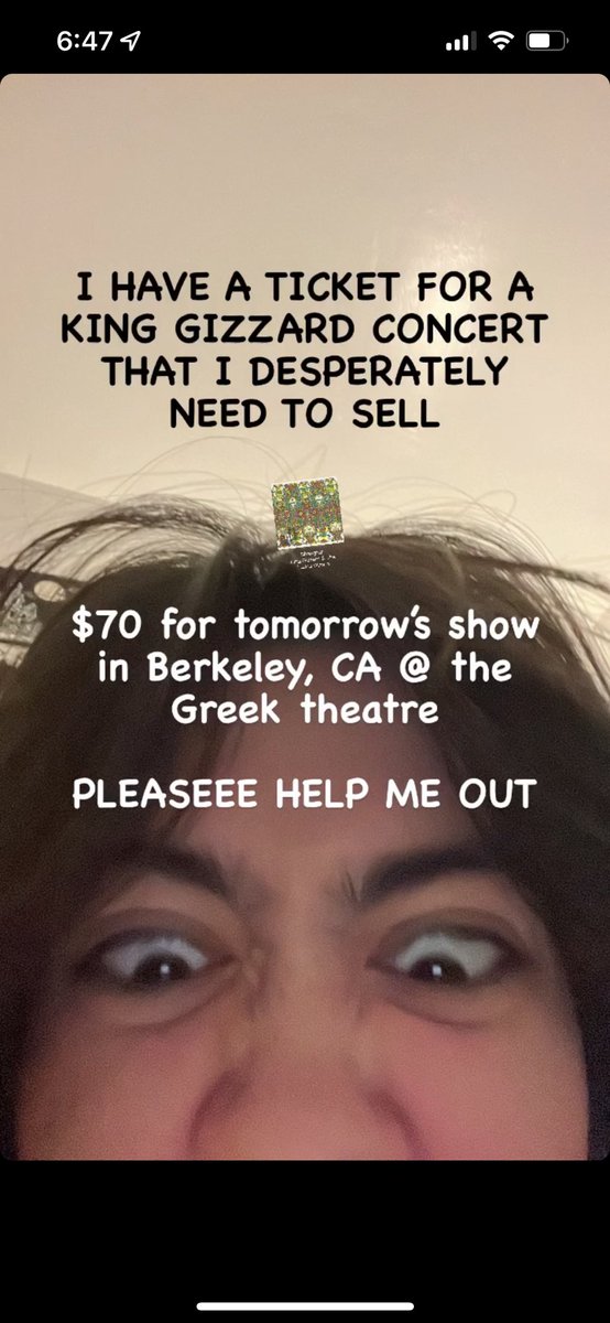 SpaceAPPLES's tweet image. I’m selling a ticket for King Gizzard &amp;amp; the Lizard Wizard’s show for OCTOBER 2nd @ the Greek theatre. $70 is what I paid for it and that’s how much I’ll sell it for. I really need this ticket off my hands 🦎