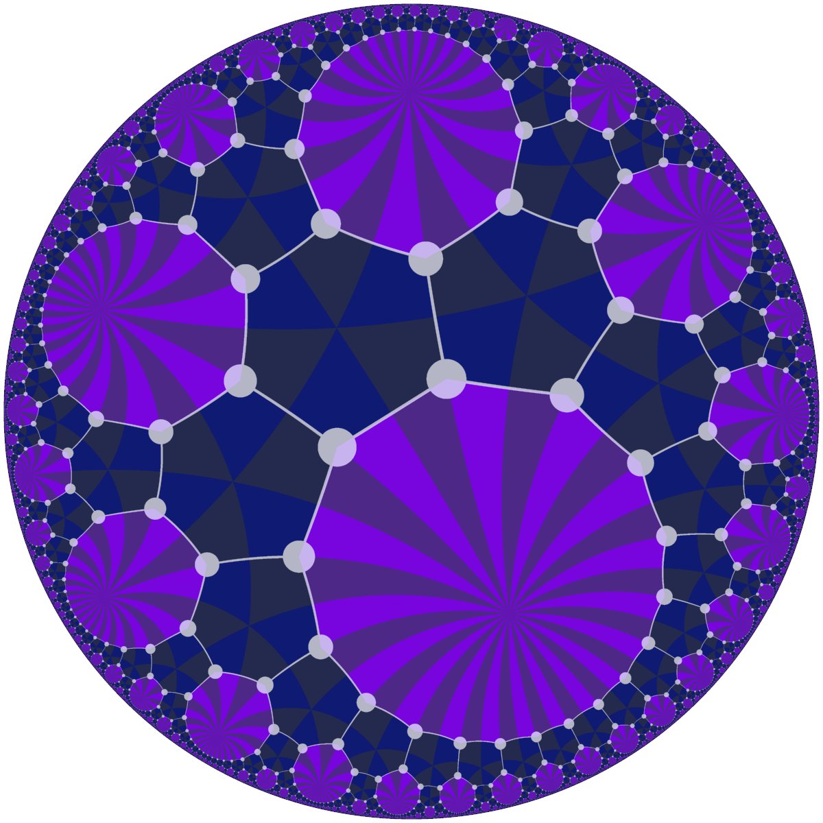 #Hyperbolic #tiling shown in the Poincaré disk model. Truncated {3,17}.