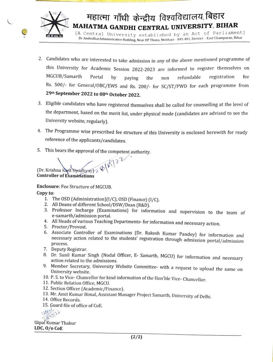 PathlothOmkar's tweet photo. A University situated in the land of ‘Nil crop’ and 'Champa flowers' #Champaran.@MGCUBihar invite applications from CUET qualified candidates for UG, PG Admissions. #MGCU Admissions Portal: #CUET 2022-23- https://t.co/H7v0pklOvL

@Prof_Asheesh,@AIUIndia,@ugc_india,@officecmbihar. https://t.co/YmCvHEKVVF