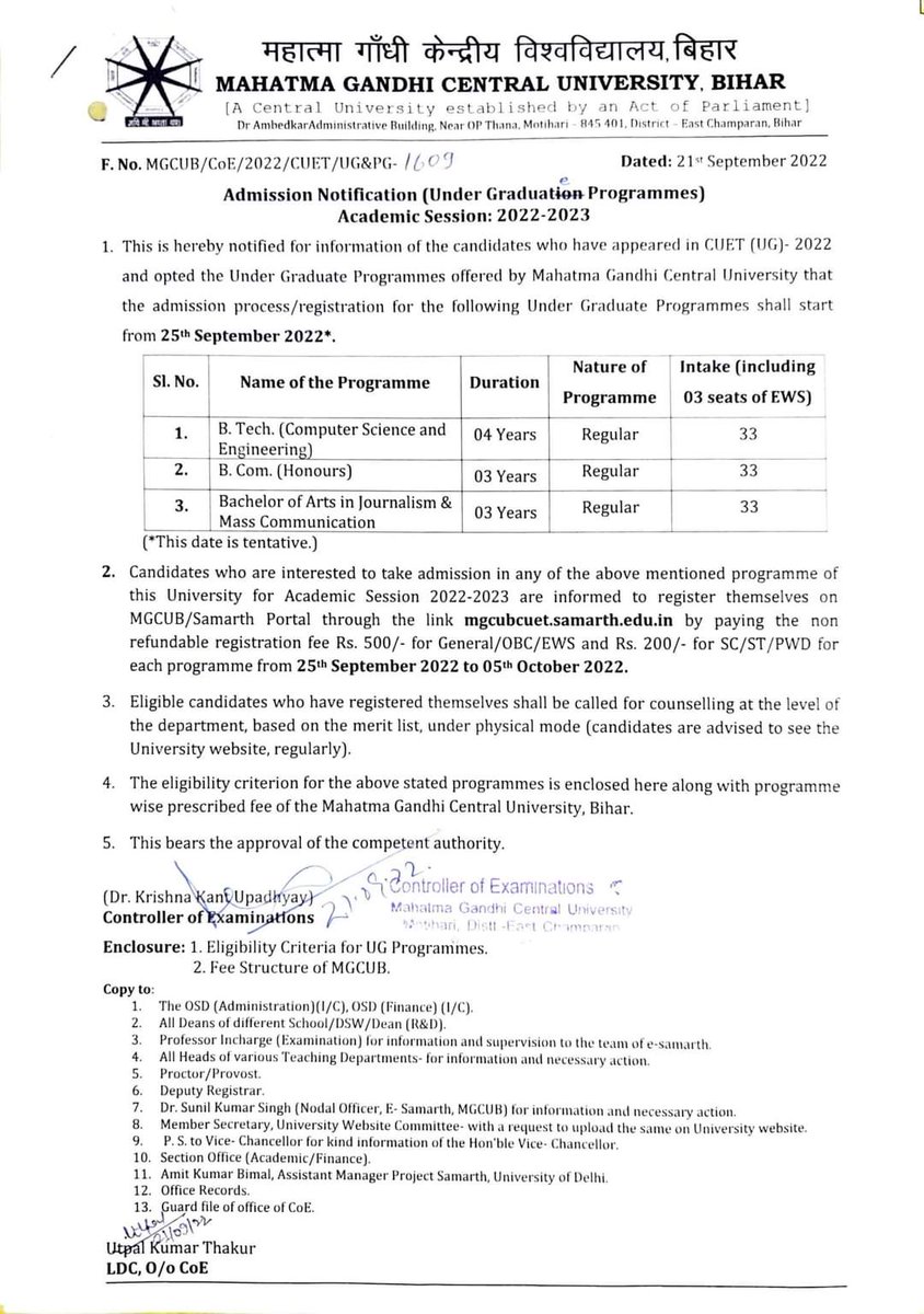 PathlothOmkar's tweet photo. A University situated in the land of ‘Nil crop’ and 'Champa flowers' #Champaran.@MGCUBihar invite applications from CUET qualified candidates for UG, PG Admissions. #MGCU Admissions Portal: #CUET 2022-23- https://t.co/H7v0pklOvL

@Prof_Asheesh,@AIUIndia,@ugc_india,@officecmbihar. https://t.co/YmCvHEKVVF