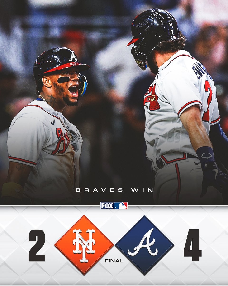 MLBONFOX's tweet photo. BALLGAME!

Braves get the W to claim 1st place in the NL East 🔥🚨 https://t.co/94GB08eTW6