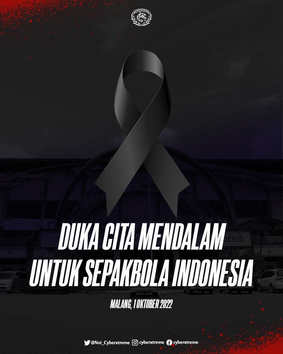 Noi_CyberXtreme's tweet photo. Innalillahi Wainnailaihi Roji'un

Ini bukan hanya kabar duka bagi bumi Arema, tapi duka bagi kita semua sebagai supporter bola, duka seorang Ibu yg menangis tiada henti karena kehilangan anaknya.
Terlepas dari apapun, kemanusiaan diatas segalanya. https://t.co/HegGMohZht