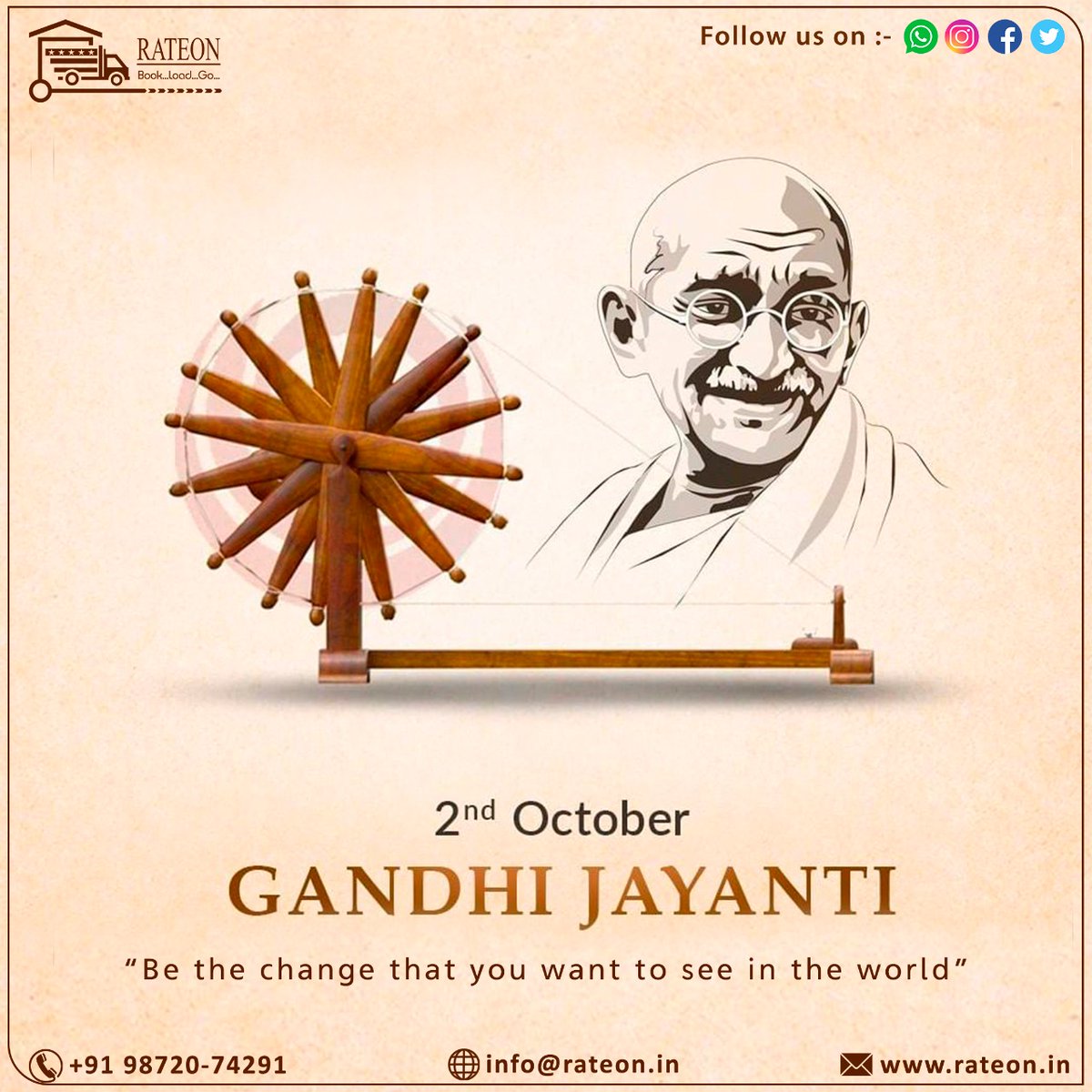 RateonL's tweet photo. On the occasion of Gandhi Jayanti, let us take inspiration from Mahatma Gandhi to learn from the mistakes of our past and work for a better future.
Remembering #Gandhi Ji on his birth anniversary.
#MahatmaGandhi 
#GandhiJayanti 
#GandhiJayanti2022 
#Gandhiji 
#Rateon https://t.co/s09FgbOqcP
