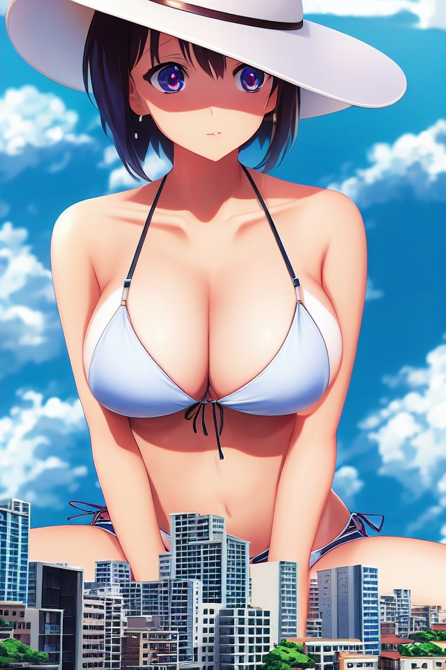 ai_size's tweet photo. Main prompts:
"giant anime girl towering over clouds, airplane in foreground, giant anime bikini girl towering over clouds"

#Giantess #sizetwitter #巨大娘 #stablediffusion https://t.co/1uI1v3Gxng