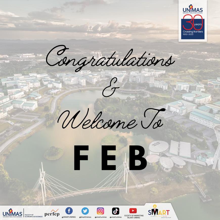 SmartUnimas's tweet photo. 🥳😍 Congratulations and Welcome to the Faculty of Economics and Business, UNIMAS!                                                           
You are about to begin one of the most exciting times in your life. 

😍😍😍 https://t.co/eOVZ7wqQcy