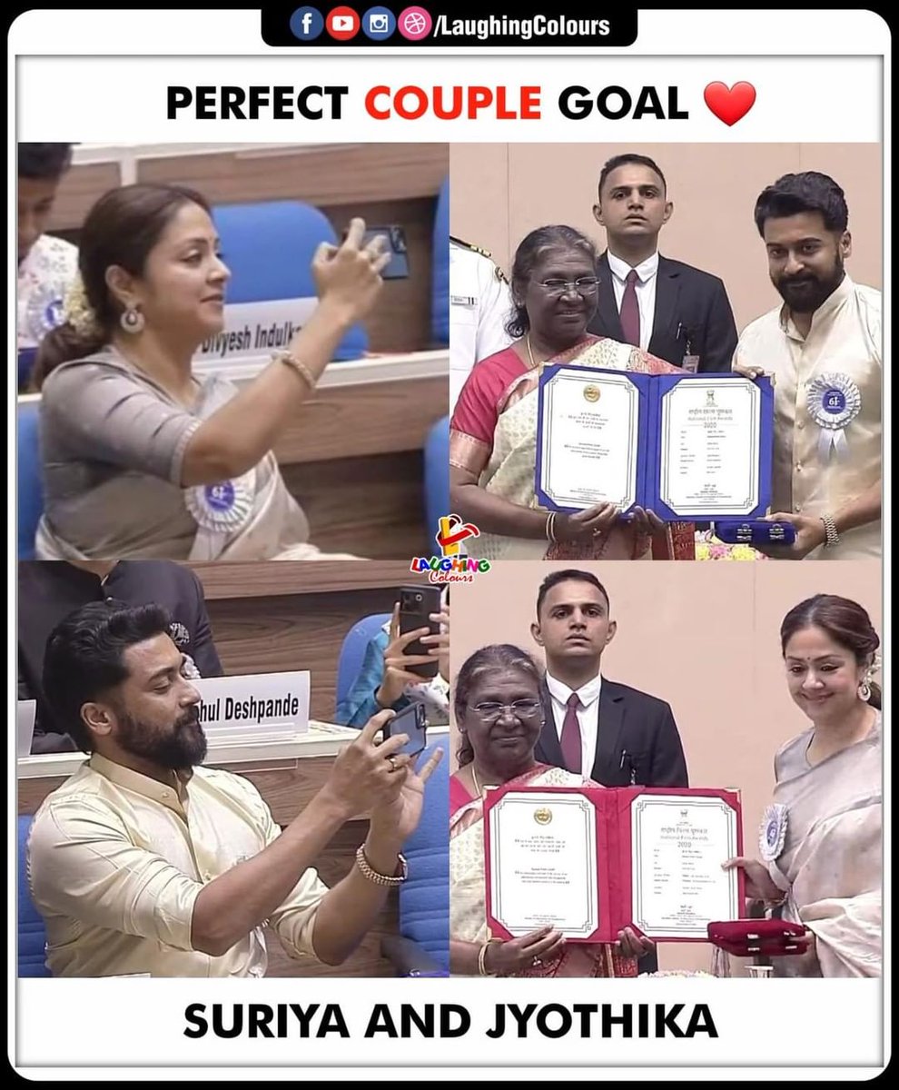 AadiSudeepian's tweet photo. #Suriya - #Jyothika 😍❤️

#NationalFilmAwards #Suriya42 https://t.co/R1SY8uJx7z