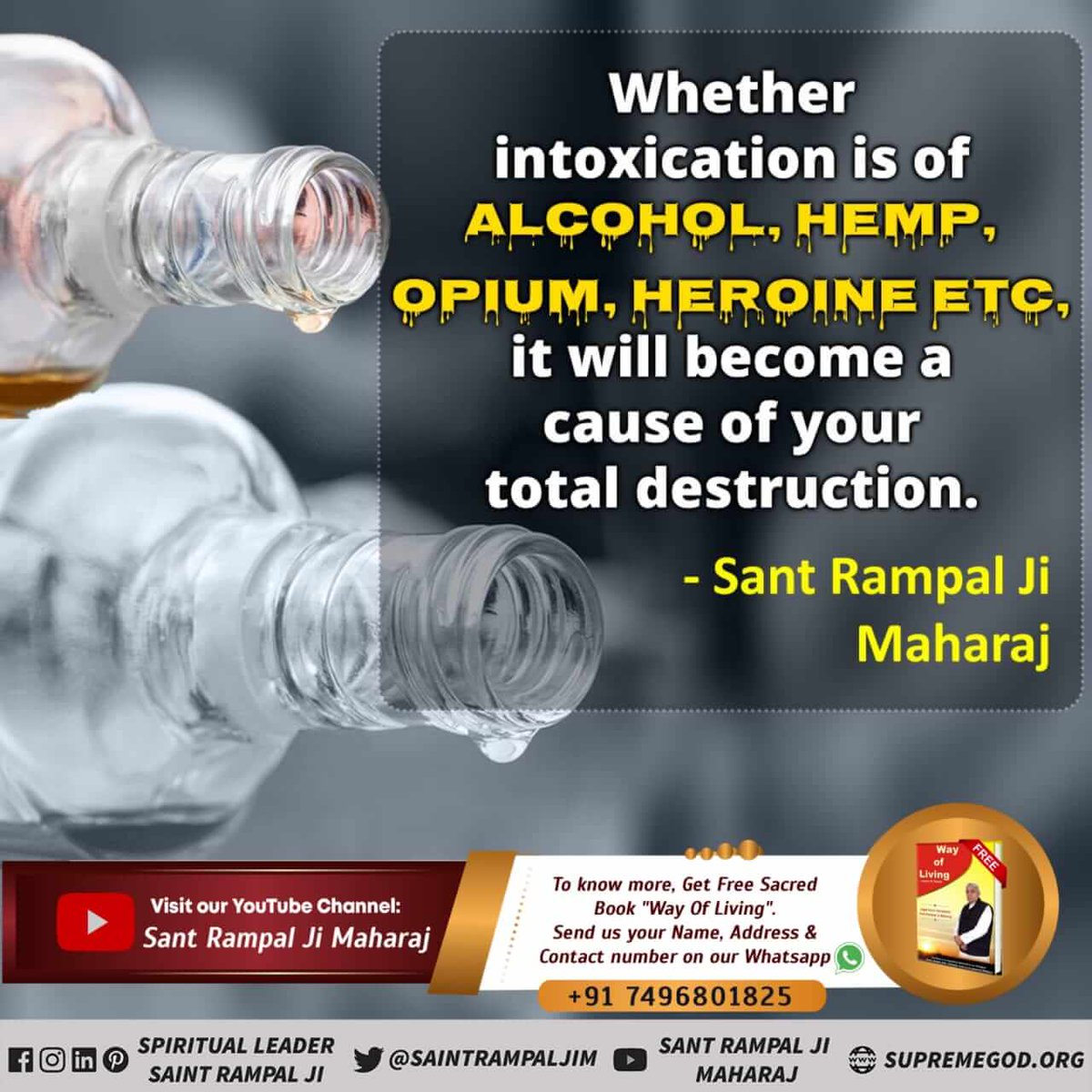 #StopDrinkingAlcohol
Drinking alcohol causes terrible diseases like cancer.  Due to this man is always sad.  New diseases are caused due to intoxication.
~<a href="/SaintRampalJiM/">Sant Rampal Ji Maharaj</a> ~