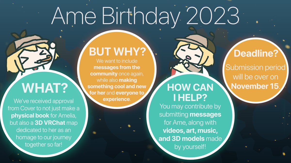 Submission period for the Amelia Birthday Project started, you have time until 15 november at AMT, all info in this form: docs.google.com/forms/d/e/1FAI… feel free to reach us out if you need!