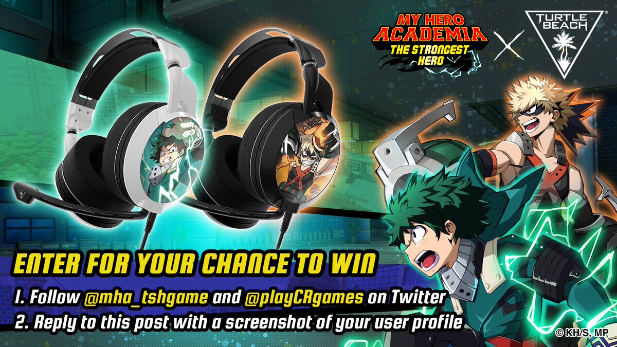 playCRgames's tweet photo. 🔥 Flash Contest 🔥

We're giving away My Hero Academia: The Strongest Hero x Turtle Beach headphones and 10,001 Hero Coins!!

Follow us @playCRgames and @MHA_TSHGame and reply with a screenshot of your user profile in the game to enter!

Rules: https://t.co/fWtOLqm1sC https://t.co/bbGvSLHXqT