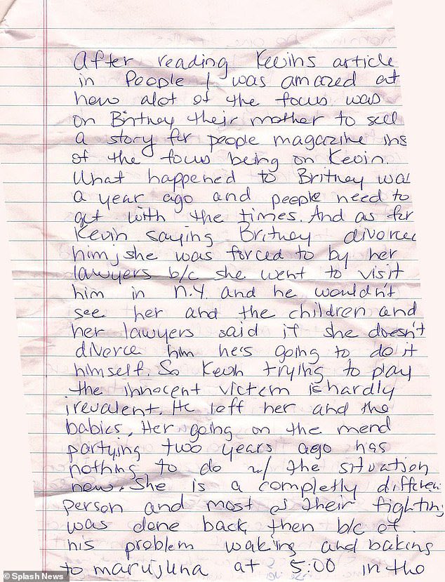 Britney wasn’t allowed to speak out during the conservatorship, but she responded to this People magazine article saying Kevin refused to see her and the babies and their main problem was him waking and baking to marijuana at 5:00 in the morning.