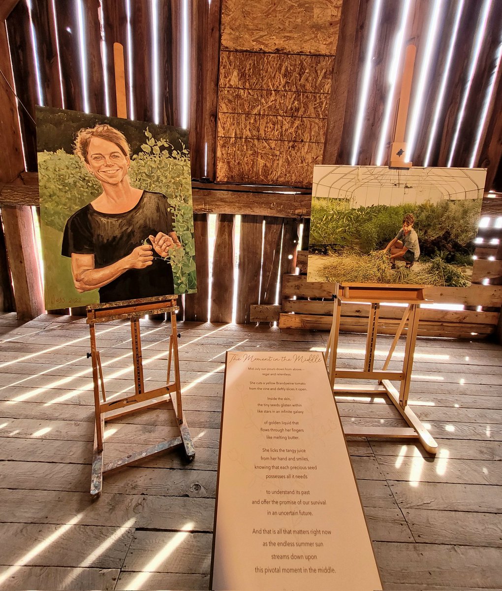 Tontine_og's tweet photo. Sowing the Future: Women Farmers and Eco Agriculture is a beautiful exhibit in a century old barn at Roots and Shoots farm fest. On again tomorrow and don't miss it! @RootsShootsFarm #art https://t.co/rqJdA8S65p