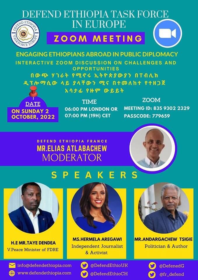 HermelaTV's tweet image. Engaging Ethiopians Abroad in Public Diplomacy: An interactive discussion on challenges &amp;amp; opportunities -  Tomorrow 10am PST/1pm EST/6pm London time. Zoom info below. 

Via @DefendEthioUK @DefendEthioCH @fr_defend @DefenedG @DendeaTaye @AndargachewTse2 #NoMore