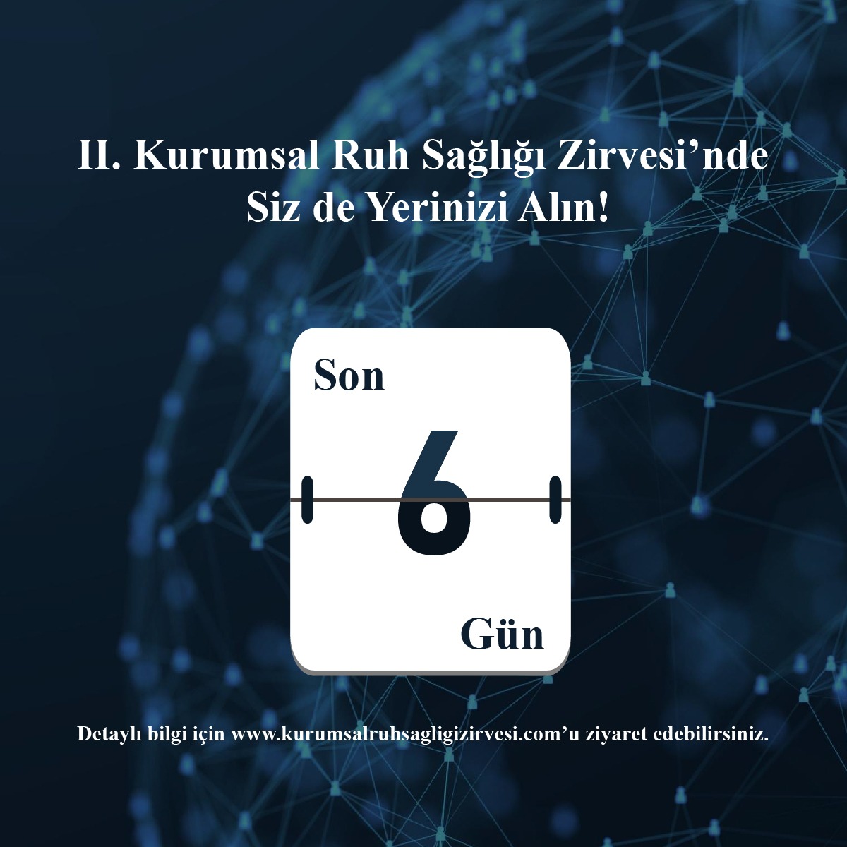 Kurumsal Ruh Sağlığı Zirvesi’nde yerinizi almak için son 6 gün! 🤩 Detaylı bilgi ve kayıt için kurumsalruhsagligizirvesi.com 'u ziyaret edebilirsiniz