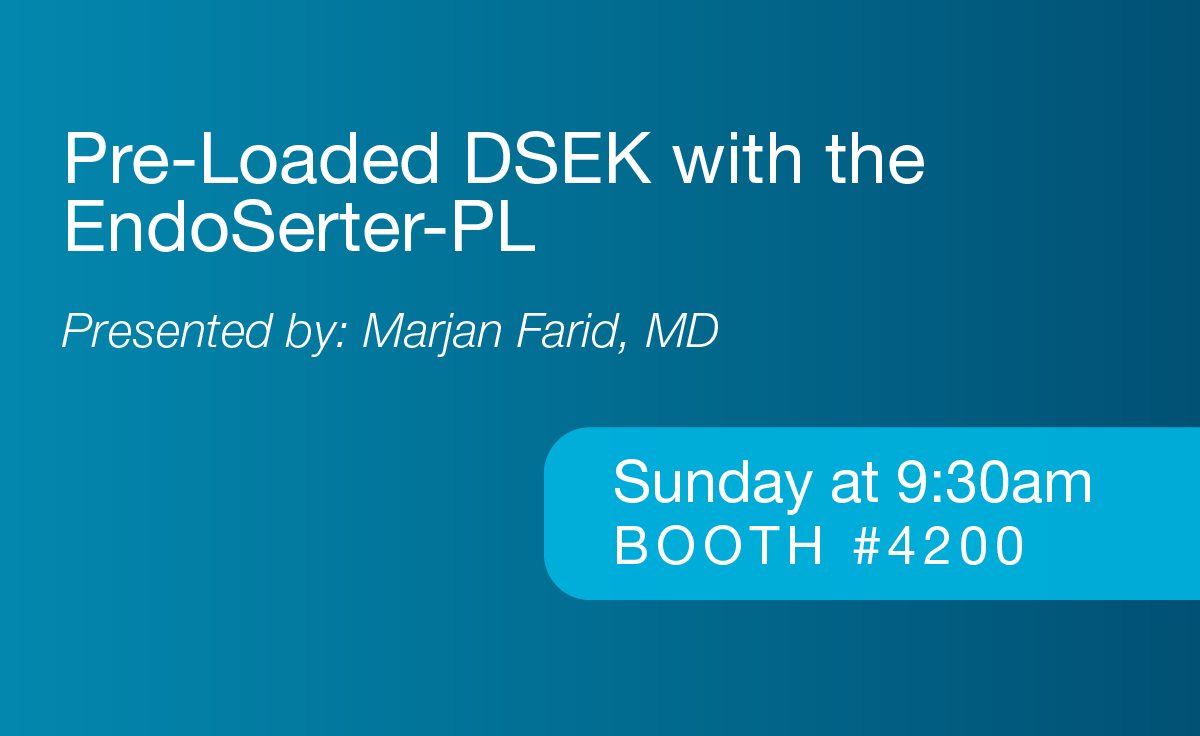 Start your second day at #AAO2022 with Dr. Marjan Farid at the #CorneaGen booth where she will demo the new #EndoSerter-PL. The only pre-loaded DSEK device you'll want to be using. Booth #4200, see you there!

#cornea #ophthalmology #DSEK