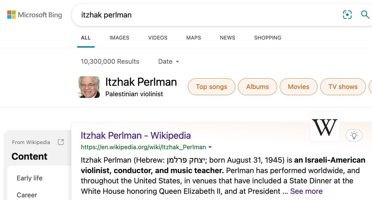 Shema_Beni's tweet photo. Where did Microsoft get that Yitzhak Perlman was a #Palestinian Violinst. https://t.co/oLZLfFapat