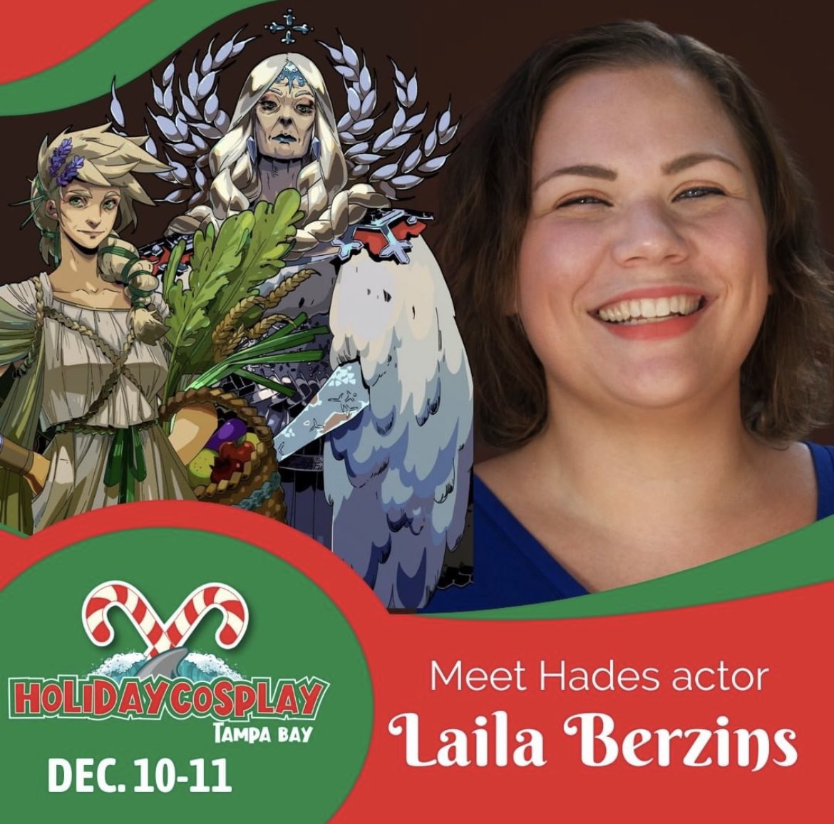 HolidayCosplay's tweet image. Meet @lberzins_voices, the voice of Persephone and Demeter in Hades, the video game at Holiday Cosplay Tampa Bay on December 10-11 at the Tampa Bay Convention Center in Tampa, Florida!
