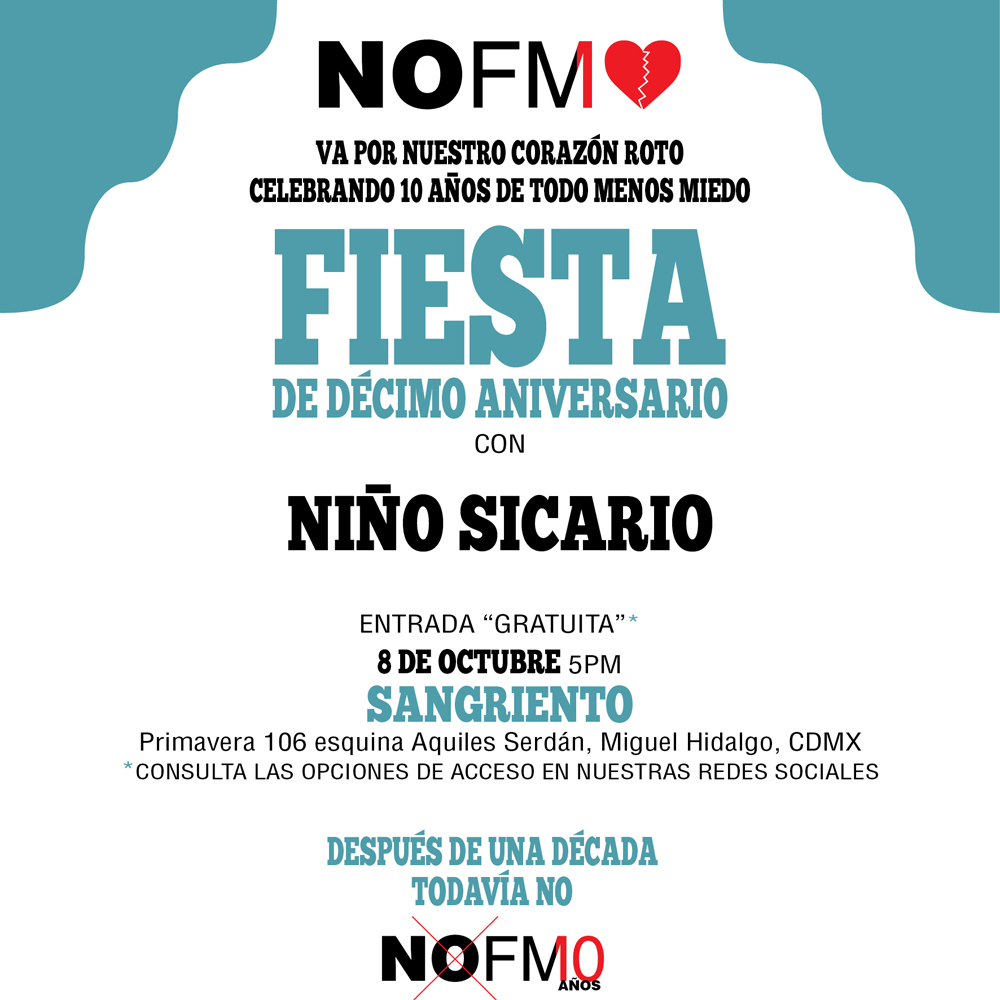 nofm_radio's tweet photo. ESTE 8 VA CON  VA CON NIÑO SICARIO (@leguizamou, @LOPEX1, @PONCHOMUERTA, @FrankHastin), VA CON TODO MENOS MIEDO, VA POR NUESTRO CORAZÓN ROTO. #NoFM #porNoFM https://t.co/UAJDJZPo6I
