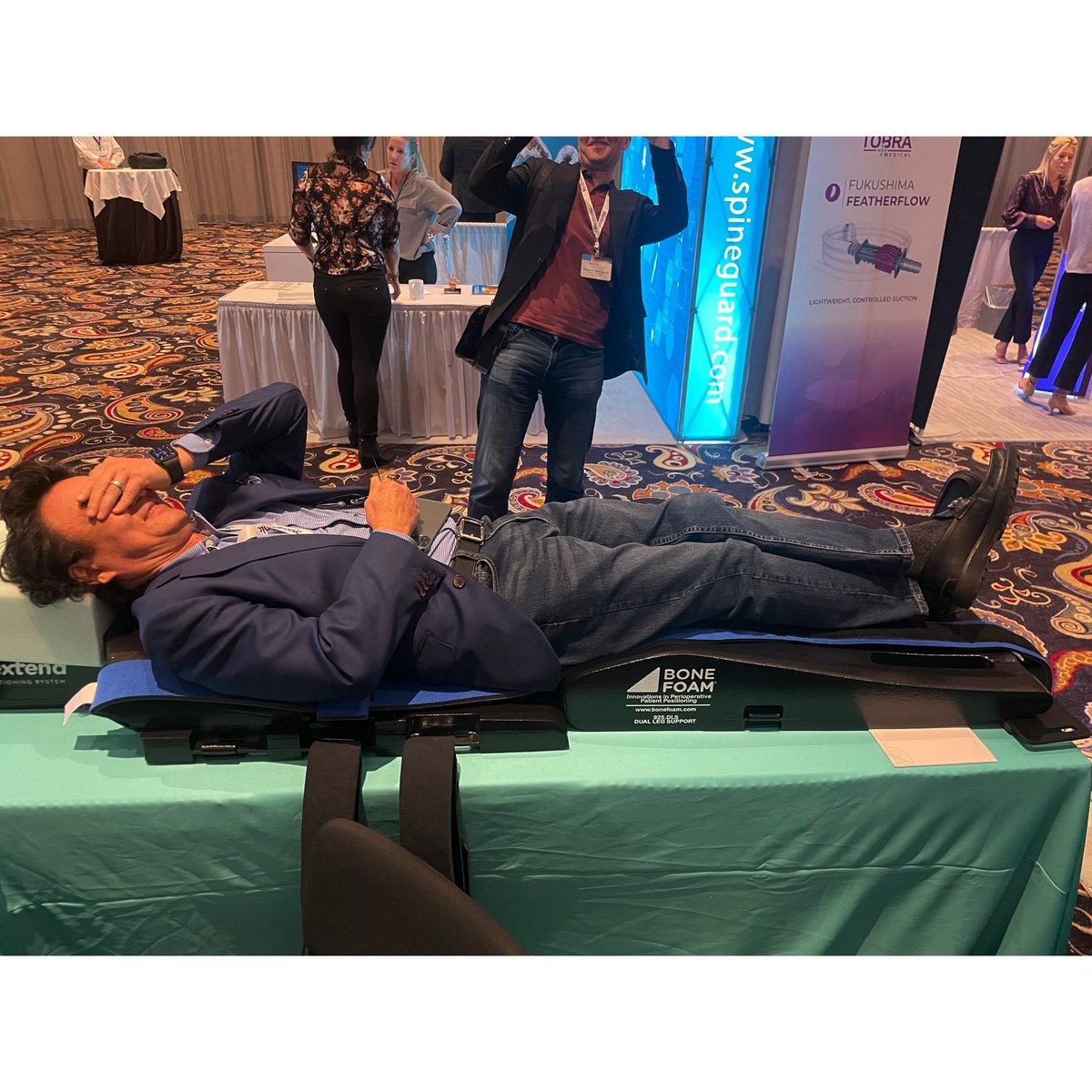 BoneFoam's tweet photo. Had a fantastic time at @ForSpine 2022! Thanks for stopping by the booth @chollkim11! 

We are adding “A Good Nap” to our list of Nextend indications. 

#surgery #spinesurgery #patientpositioning #orthotwitter #spinetwitter https://t.co/wJwIwgs74P