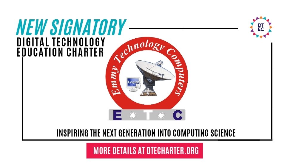 DTECharter's tweet photo. We are delighted to welcome Emmy Technology Computers as our latest #DTECSignatory
The Digital Technology Education Charter is a national movement supporting Computing Science at schools in Scotland. Sign up at https://t.co/KUBHuzCuV1 https://t.co/Bxu3KYu4jJ