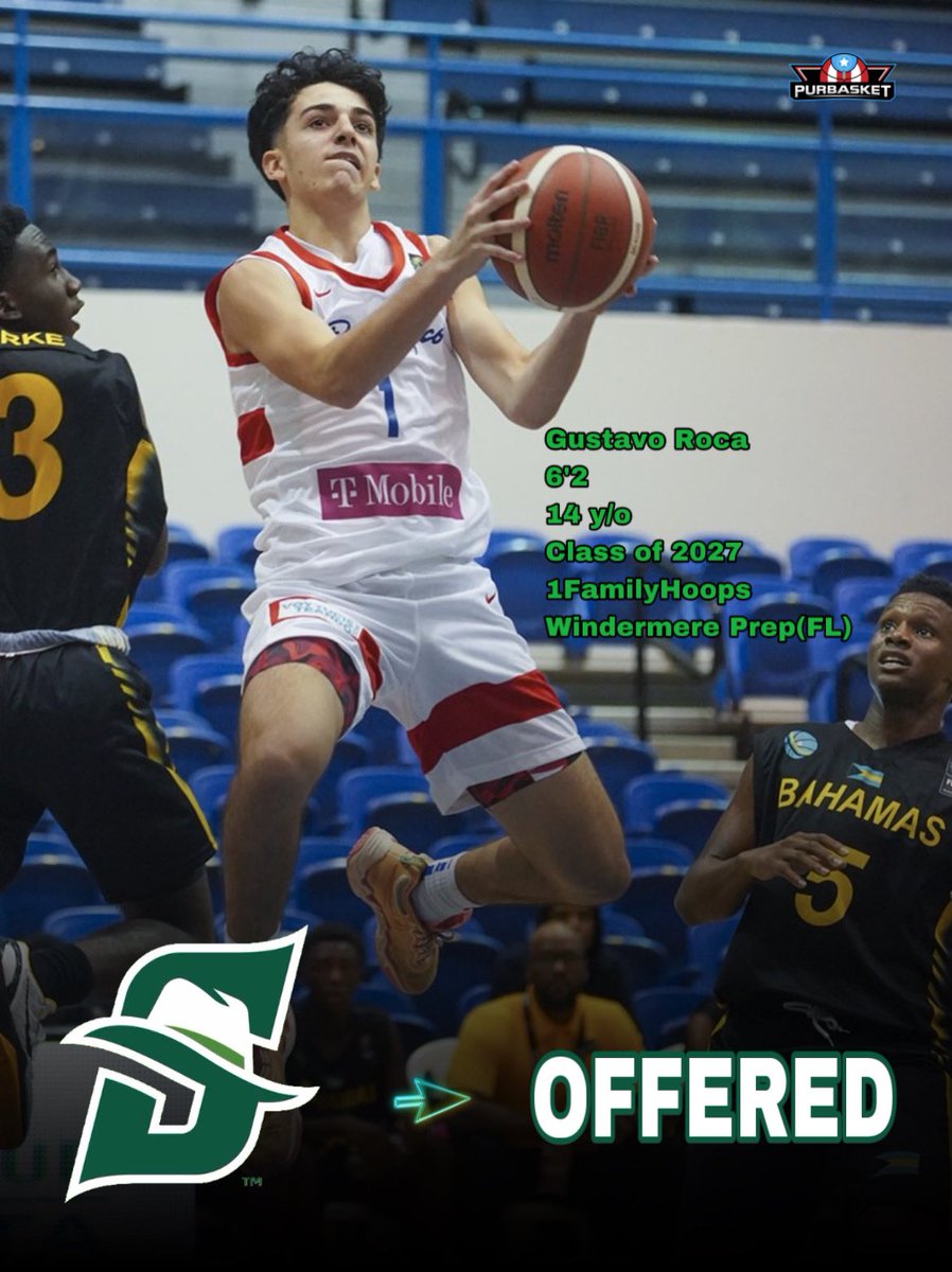 🟢⚪️#OFFERED ✍🏽Class of 2027, 6’2, G Windermere Prep (FL) | 1 Family Hoops Gustavo Roca has received an offer from Stetson. 🇵🇷 #FUTURE