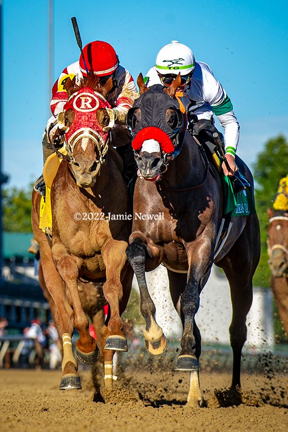 wowhorse's tweet photo. It was a grudge match today in the G2 Lukas Classic at @ChurchillDowns! HOT ROD CHARLIE, with @TGjockey up, got his nose down in front of KY Derby winner Rich Strike and Sonny Leon after some elbowing in the stretch. Heck of a race. https://t.co/9hOtF5hNJY