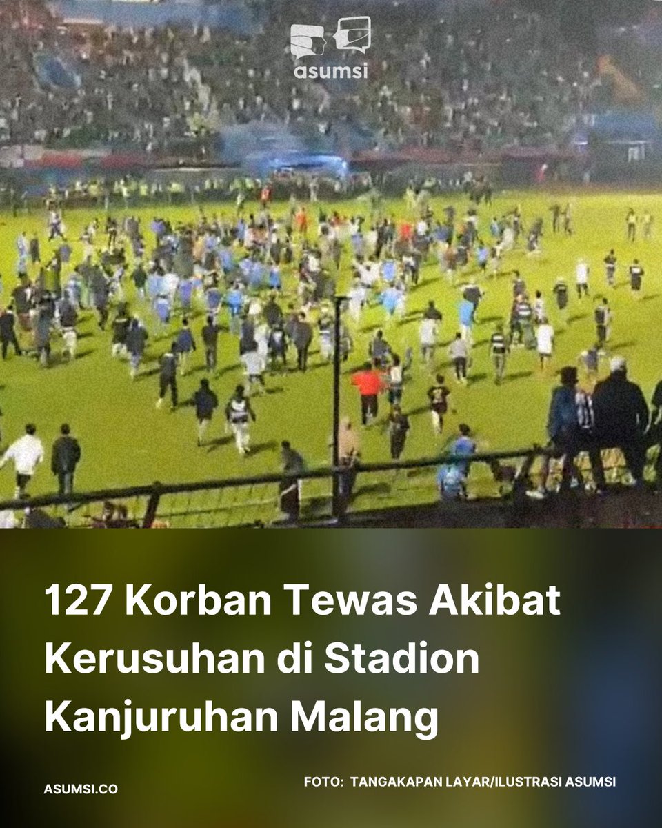 🚨BREAKING NEWS🚨

Sebanyak 127 orang dilaporkan meninggal dunia dalam tragedi yang terjadi di Stadion Kanjuruhan, Kabupaten Malang, Jawa Timur, setelah pertandingan Liga 1 antara Arema FC melawan Persebaya Surabaya.
