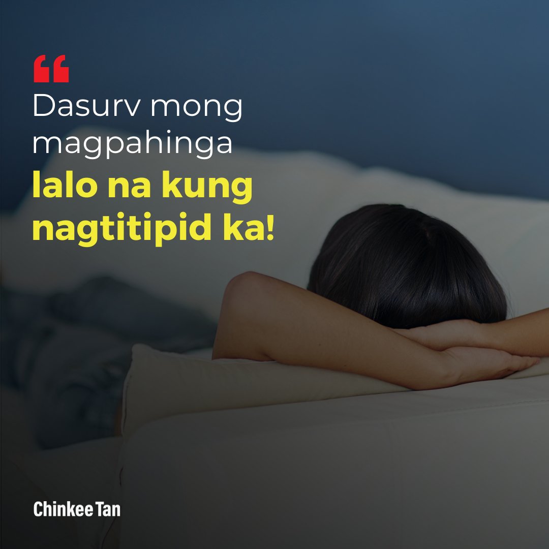 chinkeetan's tweet photo. Agree di ba? Nakatipid na nakapagpahinga ka pa. Ayos! βΊοΈππββοΈ
=================
Be wealthy and debt-free. Visit: https://t.co/4kGstkrmA5
#rest #savings #hugotquote https://t.co/kf69EkvkzT