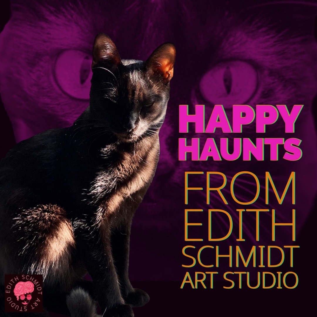 EdithSchmidtLLC's tweet image. I have been busy taking photographs of my cats and then creating stock images of them for my digital files. This is Igora here wishing everyone a Hauntingly Happy Halloween. #digitalmedia #ditigalartist #adobeexpress #edithschmidtart #blackcat #cat #halloween