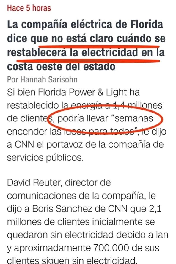 No se sabe cuando tendrán electricidad!!!... No es Cuba, es Florida. #FuerzaCuba