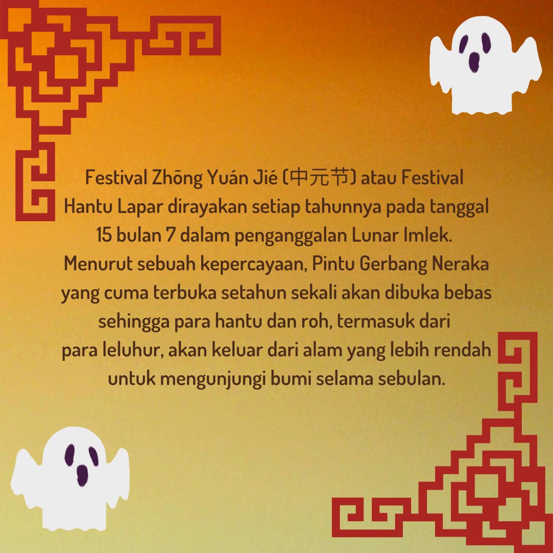 MandarinUnesa's tweet photo. [MANDARIN UNIQUE]

大家好!
(Festival Hantu Lapar)

Kira-kira apa ya Festival Hantu Lapar itu???
_____________________________
Departemen Media
HMJ Bahasa Dan Sastra Mandarin 
Fakultas Bahasa Dan Seni
Universitas Negeri Surabaya https://t.co/huYoKOz15f