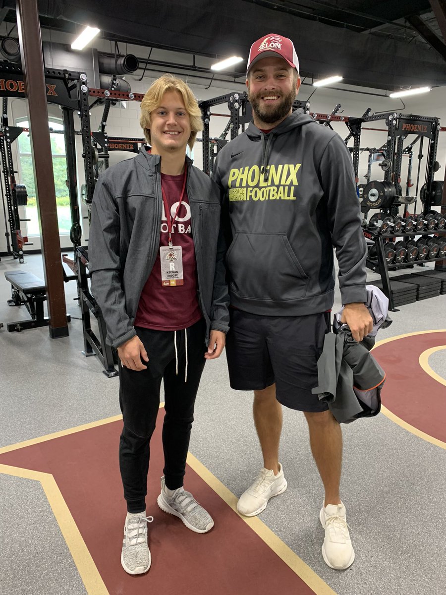 KeeganMoose's tweet photo. Great visit today with @ElonFootball Awesome double overtime win! Thanks for the invite @CappsHal @TonyTrisciani @CoachTyGreen Thanks for coming with us @G_Pruette5 @Coach_Crosby_44 @MPTigerFootball @MPTigerPride https://t.co/H9QbNwBMPa