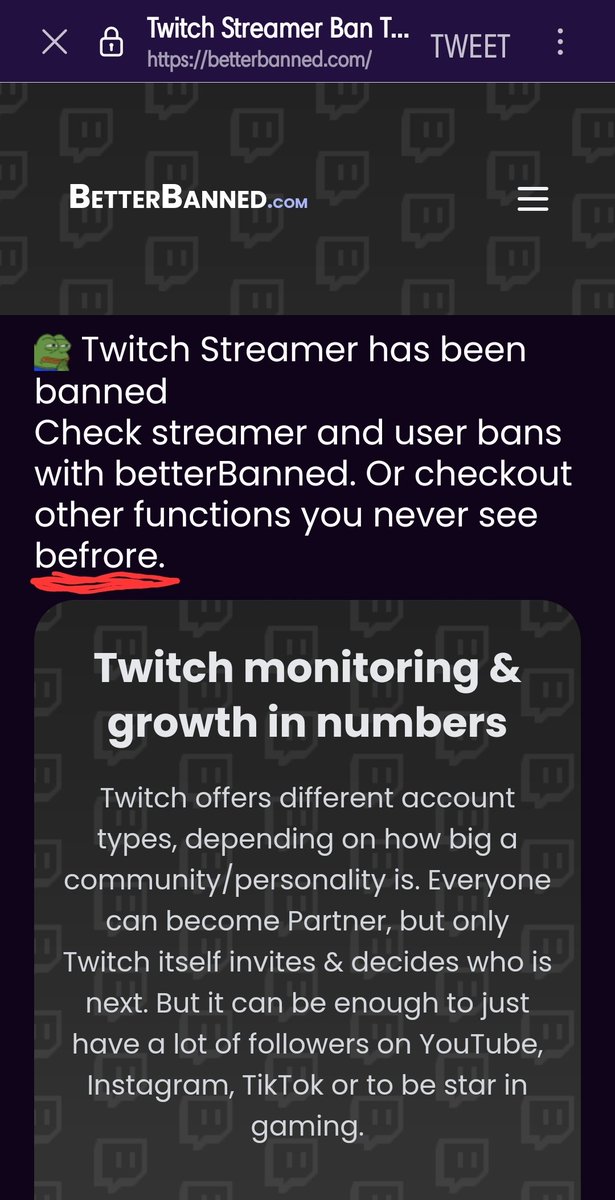 roargsc's tweet photo. @BetterBanned you have a typo on homepage https://t.co/SHyggYmTeY