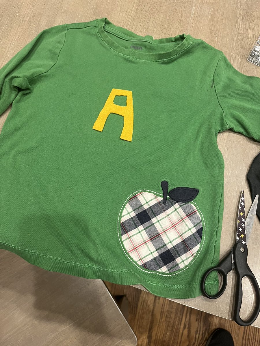 I’m not creative/crafty, but I am resourceful. We spent our unexpected time at home thrifting &amp; making Letterland costumes. No child needs to feel less than because they aren’t ready for the parade, <a href="/TurnerCreekES/">Turner Creek Elementary</a> now has a bin of costumes to pick from!  This was a .50c shirt.