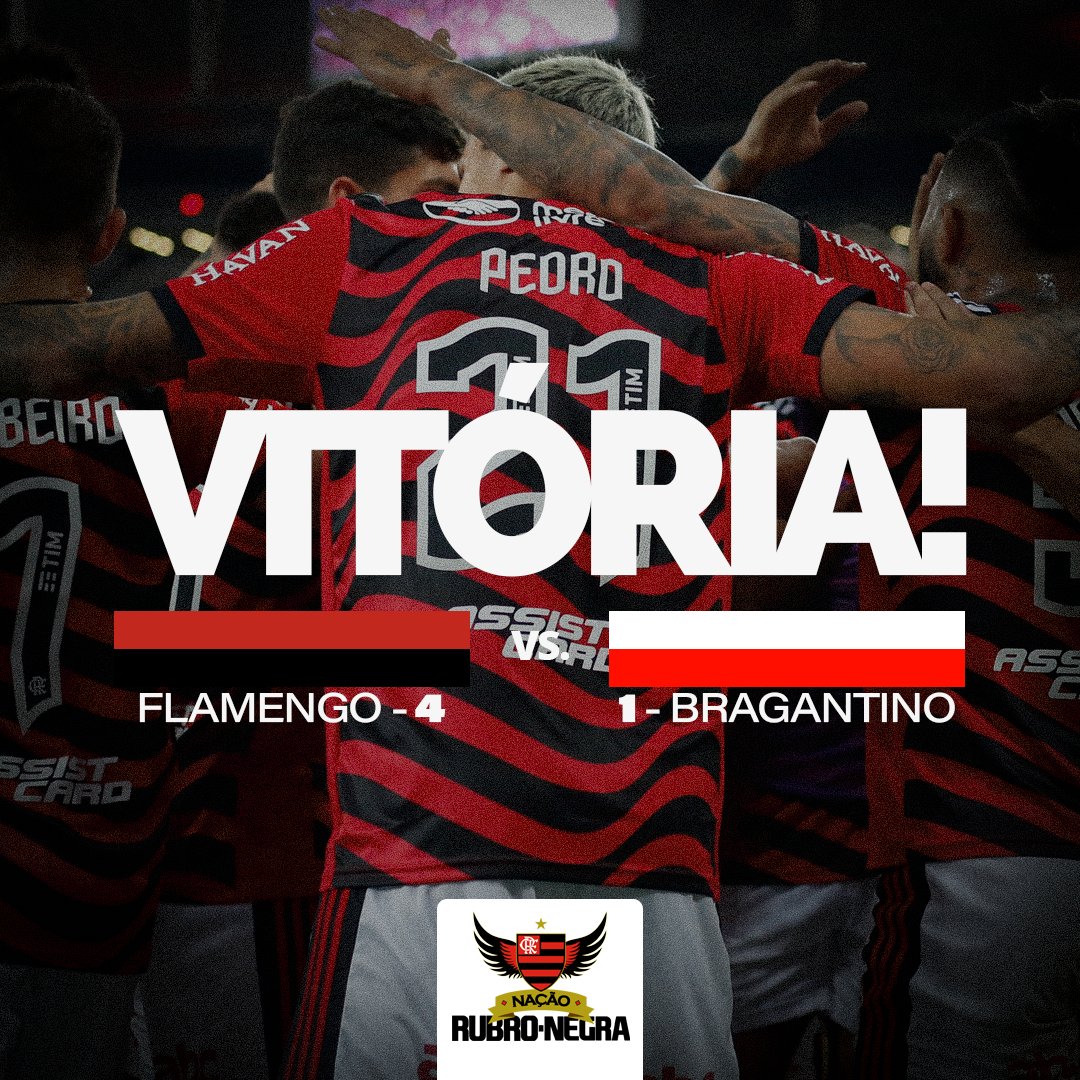 nacaornbc's tweet photo. FIM DE PAPO NO MARACANÃ!

Flamengo goleia o Red Bull Bragantino, em jogo válido pela 29ª rodada do Campeonato Brasileiro!

⚽ Gabi
⚽ Pedro
⚽ Pedro
⚽ Pedro

#FLAxBGT #VamosFlamengo https://t.co/ltHrMeDRly