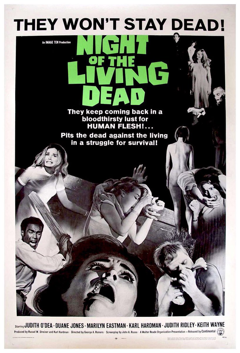 FilmNewsNos's tweet photo. 🎬MOVIE HISTORY: 54 years ago today, October 1, 1968, the movie ‘Night of the Living Dead’ opened in theaters!

#DuaneJones #JudithODea #KarlHardman #MarilynEastman #KeithWayne #JudithRidley #KyraSchon #CharlesCraig #BillHinzman #GeorgeKosana #RussellStreiner #BillCardille https://t.co/y1W0ymKu8v