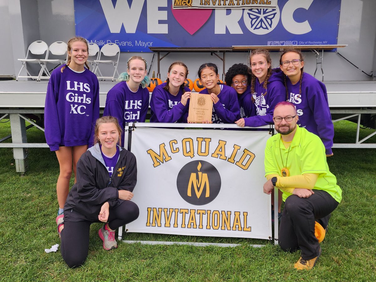 LkwdLHSXC's tweet photo. Great day in New York at the 57th McQuaid Invitational. Boys 8th. Girls 3rd. Charlie 4th OA. Josie 5th OV. Many coming home with medals &amp; ribbons. Time to enjoy this one before we get back to work.
💜💛
#RangerPride @LkwdAthletics @LkwdSchools #PurpleReign #TKO #LetsGoRangers https://t.co/cN9PayPOdN